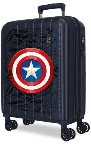 Joumma Marvel Captain America Cabin Suitcase Blue 40 x 55 x 20 cm Rigid 2.8 kg TSA Closure Integrated ABS 2.8 kg 37L Extendable Hand Luggage