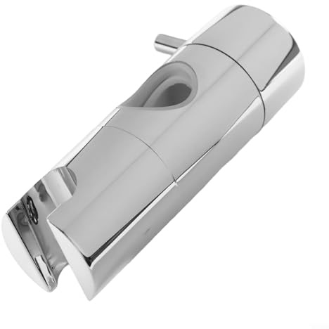 Chrome Adjustable Shower Head Holder Fits 19-25mm Riser Rail Bracket Slider, Height Adjustable ABS Shower Head Support with Shower Hose Fitting, (24mm)