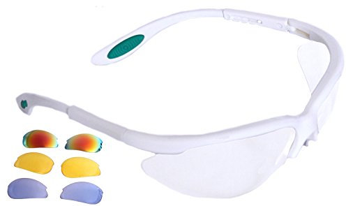 Python RG Multi proyección de raquetbol (Squash) protección de los ojos W/libre funda (gafas, gafas, Eyeguard) – Color blanco