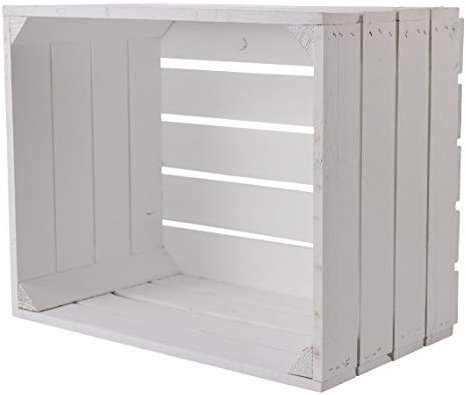 Vintage Möbel 24 GmbH 2er Set - Holzkisten Deko Weiss 50x40x30cm