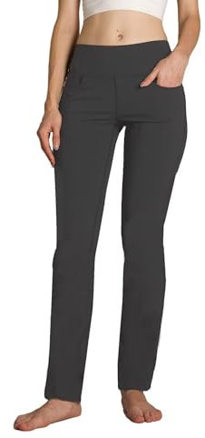 Safort Pantalon de Yoga Droit pour Femme, Pantalon de Jogging avec 4 Poches, Pantalon de Loisir, Gris, L
