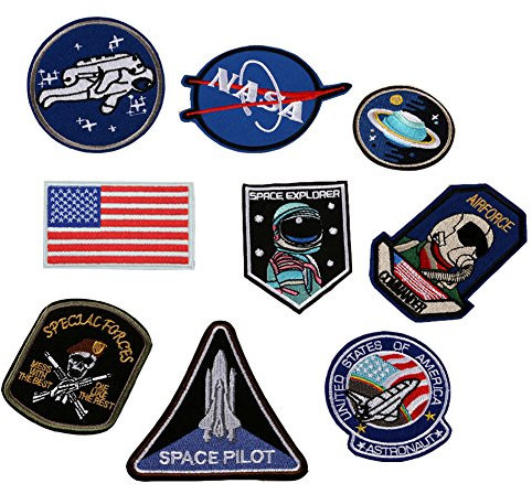XUNHUI Raumschiff Astronaut Space Shuttle Flagge Eisen-auf Nähen auf Flecken Stickapplikationen Nähen Eisen auf Abzeichen Kleidung Patches