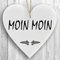 Herzschild Holzherz Holzschild 16 x 16 cm Moin Moin weiß Dekoschild Wandschild Schild Holz Hallo Willkommen