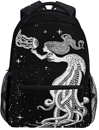 BEUSS Galaxy Octopus Mermaid Studentenrucksack Kinderrucksack Büchertasche Schülerrucksack mit Laptop Rucksäcke für die Reise Teen Mädchen Jungs