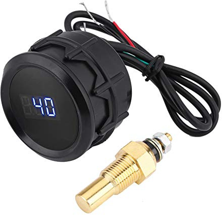 EVGATSAUTO 2 Zoll 52 mm Auto Blau LED Digital Wassertemperatur Fahrenheit Messgerät Kit mit Temperatursensor schwarz digital Wassertemperatur Messgerät