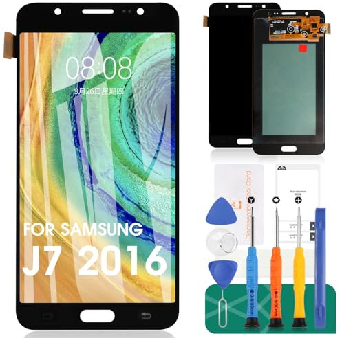 Pour Samsung Galaxy J7 2016 J710 J710F J710M/H LCD Écran LCD Remplacement Digitizer Kit de montage en verre, film trempé, colle et outils (Noir)
