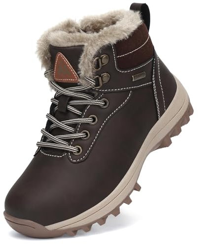 Mishansha Scarpe Bambino Invernali Stivaletti Bambina Invernali Impermeabili Scarpe da Neve Bambini Outdoor Antiscivolo Stivali Invernali Marrone,Gr.28