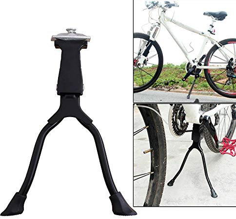 URCheers Soporte para bicicletas de 26 pulgadas, soporte de dos patas, de aluminio, color negro