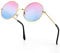 PROUSKY Round Pink Blue Gradient Color Retro Women Hippie Sunglasses with Rose Gold Frame for Teen Girls & Women
