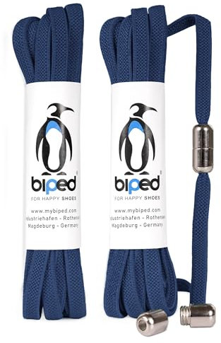 biped LACES 2 pares de cordones elásticos con cápsula de metal twist lock cordones de goma sin ataduras para 2 pares de zapatos - plano 6 mm z2910(#29 navy blue)