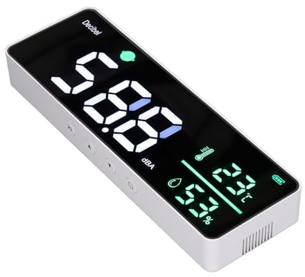 Wandbehang Schallpegelmesser Lärm-Dezibel-Messgerät 11 Zoll Großer LED-Bildschirm Temperatur-Luftfeuchtigkeitsmesser für Klassenzimmer