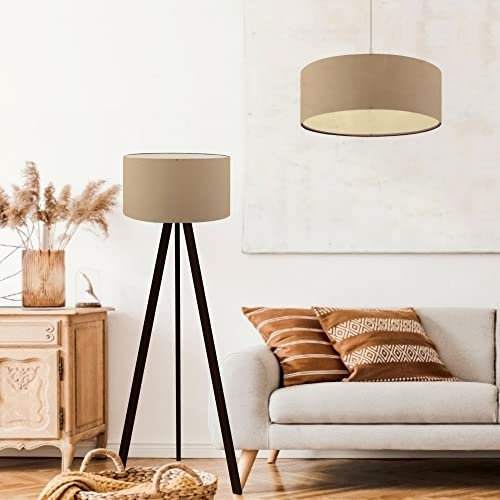 lux.pro Leuchtenset Scunthorpe Stehleuchte mit Pendelleuchte im Set 1 x E27 Standlampe Hängeleuchte 2 tlg. Deckenlampe für Wohnzimmer Schafzimmer ohne Leuchtmittel Beige