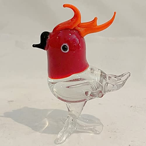 Oberstdorfer Glashütte 1 Stück Glastier bunter Papagai rot klar bunt Figur aus Glas Sammlerstück Tier Handarbeit Höhe ca. 7 cm Länge 4,5 cm