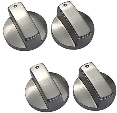 LBB&ZQQ 4Pcs Gas Hob Knobs Universal Cooker Hob Knobs 8mm Metal Gas Hob Switches for Various Oven Cooker (Silver)