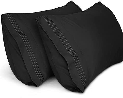 Lirex 2er Pack Kissenbezug 50 x 90 cm, Weiche Gebürstete Mikrofaser-Kissenbezüge, Hotelverschluss kopfkissen bezug,Kopfkissenbezug aus weichem Mikrofaser ,Oeko-TEX Zertifiziert (Schwarz)
