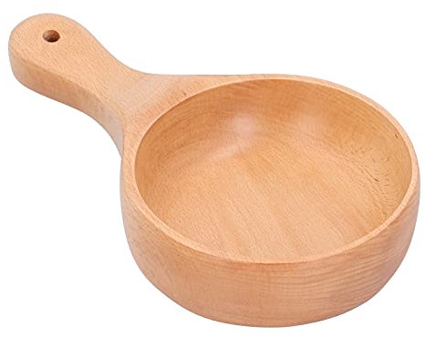 Holzschale Holzgeschirr Salatschüssel Nudelschüssel Holz Suppenschüssel Reis Müslischüssel Griff mit Aufhängeloch Küchenzubehör(klein)