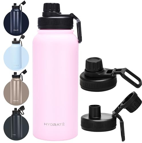 Hydrate Insulated Water Bottle - Durable Stainless Steel Water Bottle for Optimal Temperature Control - Vacuum Double Wall Technology - Hot & Cold Drink Storage - Thermal Bottle - Pink