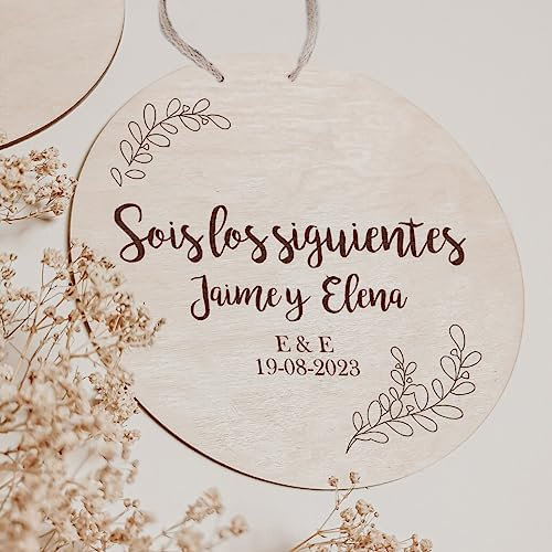 EVYRE | Placa Sois Los Siguientes De Madera Natural | Cartel De Madera Personalizado Para Boda, 25 cm | Incluye Cordel De Yute | Regalos Originales Para Invitados | Regalo Para Los Siguientes Novios