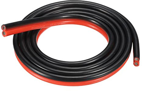 sourcing map Cable de Calibre 12, Cable Eléctrico Silicona Paralelo 2 Conductor 12 AWG, Alambre Trenzado de Cobre Estañado 1,0 m para Cable Extensión de Tira de LED Modelo Auto Cableado Interno