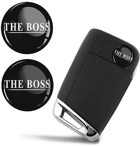 SkinoEu 2 x Ø14mm Aufkleber The Boss Schlüssel Emblem Stickers Für Fernbedienung Auto Moto Logo Key Badge Tuning KSK 24