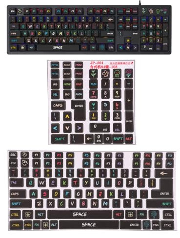 Sxhlseller 2 Stück Ersatz-Aufkleber für Englische Tastatur, PVC, Dekorativ, verschleiß- und Kratzfest, Aufkleber für Englische Tastatur, Geeignet für die Meisten Mechanischen Tastaturen