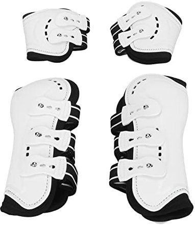 OKJHFD Sehnengamaschen Für Pferde, Stoßdämpfende, Verstellbare Gamaschen Für Die Vorder- Und Hinterbeine des Pferdes, Stiefel Für Beinschutz, Wettbewerb, Weiß, 4er-Set(l)