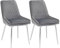 Uptown Club Emilia Esszimmerstühle 2er Set mit stabilem Metallrahmen, bequeme Sitzgelegenheit für bis zu 113,4 kg, elegante Akzentmöbel für moderne Wohnungen, Samtgrau + Chrombeine