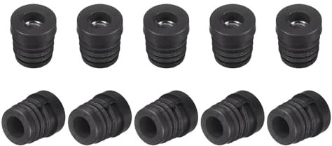QUARKZMAN 10 Stück Kunststoff-Gewindeeinsätze mit M8-Gewinde, für 19 mm/0,75 Außendurchmesser Rundrohr, verstellbare runde Schwarze Kunststoffstopfen