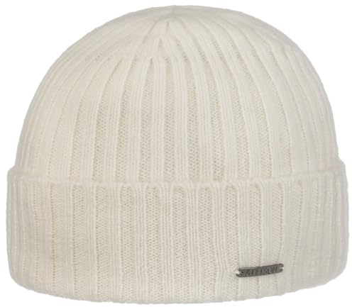 Stetson Varnell Kaschmirmütze Damen Herren 100% Kaschmir Breiter Umschlagrand Kuschelig Warm Strickmütze Herbst Winter cremeweiß One Size