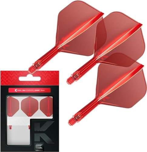 Target Darts K Flex Integrierter Dart-Flug und -Schaft, Nr. 2 Rot (Kurz) | 3er-Pack K-Flex - No 2, Precision Moulded 2-In-1 Dart Flights und Dart Stem | Professionelles Dart-Zubehör
