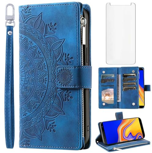 Asuwish Coque pour Samsung Galaxy A02s Portefeuille avec Verre Trempé et Porte Carte PU Cuir à Clapet Étui Housse Support Robuste Simple Cordon A 02s M02s F02s AO2s Téléphone Case Femme Homme Noir