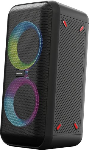 Ferguson Regent 400BT – Bluetooth Lautsprecher 60W mit FM-Radio, USB, AUX, Musikbox tragbar mit Akku, RGB-LED, Mikrofon Karaoke, Bass Boost, Gitarreingang, Partybox für Outdoor, HiFi-Sound