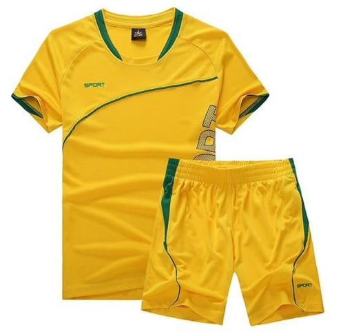 Cozozn Fußball Trikots Sport Set Shorts und T-Shirt-Set Jungen Fussball Trikot Trainingsanzug Kinder Fußballtrikots, 4-5 Jahre, Gelb(Etikett: 20)