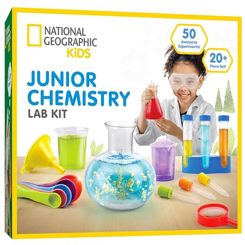 National Geographic Junior Chemistry Set - Complete Early Learning Lab Kit with 50 Science Experiments for Kids and 20+ Lab Tools, Chemistry Set, Science Experiments for Kids 4-6