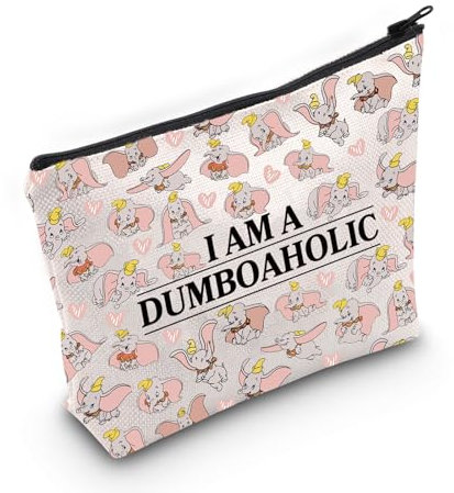 JNIAP Dumbo Kosmetiktasche, fliegender Elefant, Dumbo, Reise-Kulturbeutel, magisches Königreich, Geschenk, Familie, Urlaub, Ausflug, Geschenk, Beige, Hochwertiges Produkt