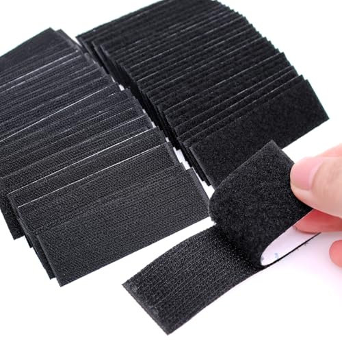 Piuluvor® 30 Stück Klettband Selbstklebend Extra Stark, Klettbänder Selbstklebend Klettverschluss 3 × 10cm Doppelseitig Klebe Klettband Schwarz