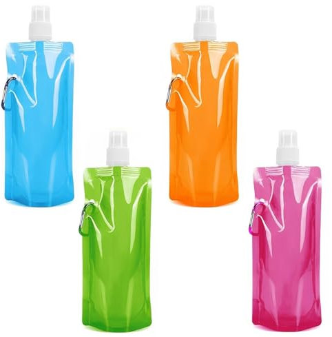 KUMSODE 4PCS Gourde Souple Pour Sac D'hydratation De Course, 450ML Idéal pour Le Running, Vélo, Randonnée,Bouteille D'eau Pliable pour Utilisation en Extérieur,Flasque souple pour l'hydratation