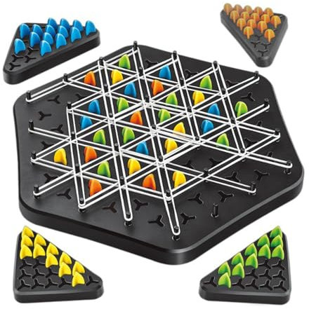 Geometric Chess Game Set,Chain Triangle Chess Game,Triggle Rubber Elastic Band Board Game,Triangle Chess Interactive Game For Toddlers,Kids,Adults, Family, Party,2 To 4 Players(L: 30 * 34.5cm)