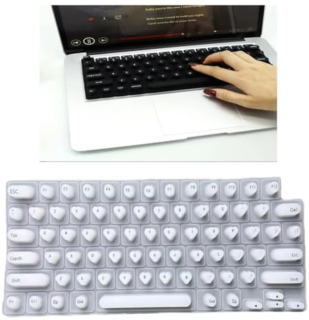 KUAUTD Keyboard Cover for Long Nails, Comfortable Typing, Silicone Raised Keyboard Protective Cover, Compatible with MacBook Pro 13 2020-2023, US ANSI (White)