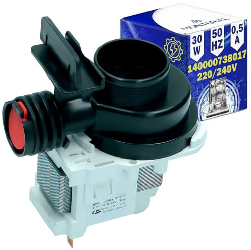 Pompa Scarico Lavatrice con una Potenza di 30W con Codice Originale 140000738017 per Electrolux per AEG per Juno per Zanker per Zanussi - Garanzia di 10 Anni - MONTERAL