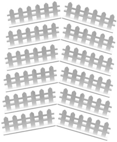 OFFSCH 12 Pezzi Recinzione Casa Bambole Miniatura Mini Modelli Legno Ornamento Giardino Fatato Micro Paesaggio Decorazione Vasi Bianco