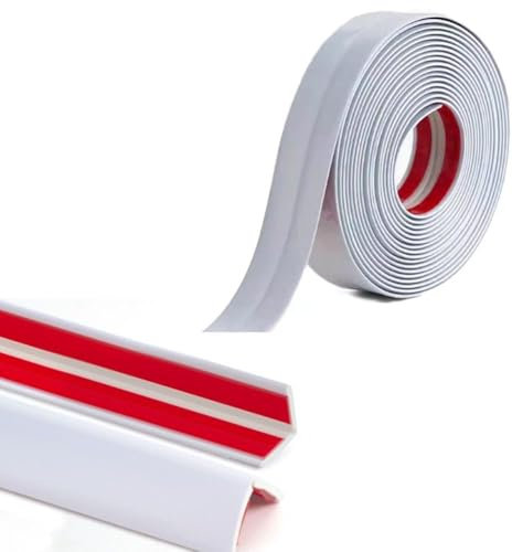 Battiscopa Adesivo PVC, 2x2 cm Battiscopa da Parete Battiscopa per Modanatura Bordo Adesivo Flessibile Battiscopa Modanatura Flessibile, Bianco 10M