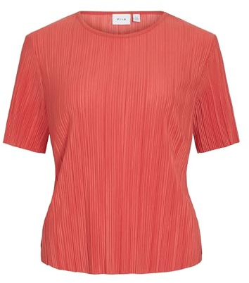 Vila Female Oberteil mit kurzen Ärmeln VIPLISA Plissierter | Short Sleeved Top