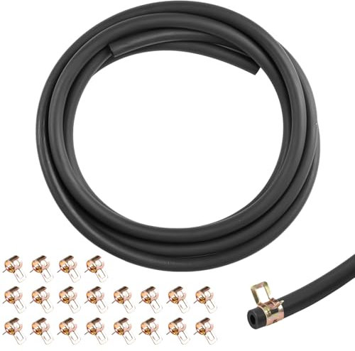 4 Metro Manguera de Gasolina 5mm x 2m con 20 Abrazaderas de Acero Inoxidable Manguera de Combustible en Goma Resistente a la Temperatura Reforzado Tubo Gasolina Ideal para Motos, Coches y Máquinas