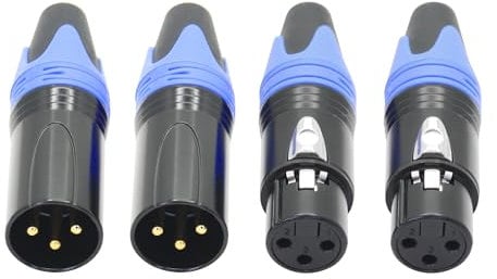 Riertostng 2Pair 3 Pin XLR Microphone Cable Plug, XLR Audio Microphone Speakers Male & Female Plug Socket, for DMX Signal Microphone Speakers Audio Transmission Replacement - 4pcs
