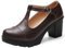 PPXID Women's T-Strap Mary Jane Pumps Dress Oxfords Mid Block Heel Platform Court Shoes Brown 2 UK