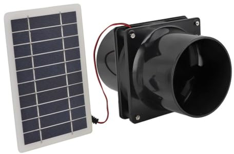 Desiumite Solar Ventilation Fan System 12V With 10W Panel Round Duct Exhaust Kit For RV, Boat, Attic, Greenhouse Air Circulation, 6 Inch Diameter(black)