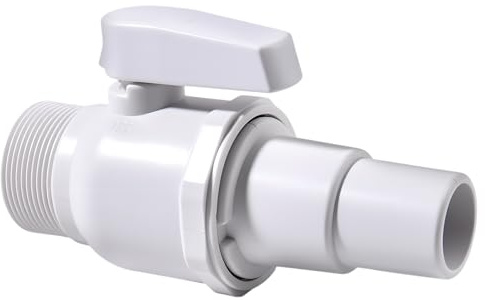 LEONTOOL Vanne à tournant sphérique 2 voies Econoline remplacement de la vanne d’arrêt de piscine, 1,5 MIP x 1,5 - 1,25, SP0729 - vanne non corrosive en plastique ABS pour filtre de piscine Hayward