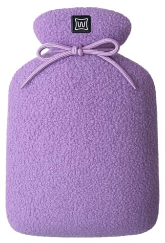 Warmpi Buddy elektrische Wärmflasche ohne Wasser, kabellos, beidseitige Wärme, 3 Stufen 40/50/60 °C, inkl. 10.000-mAh-Powerbank, 30 × 20 cm – Teddy Lila