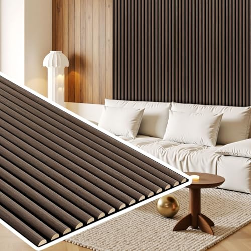 Jayseuw Akustikpaneele 4 Stück 120x60cm Rundstab Wandpaneele Holz und Filz,Schallschutz Holzpaneele Walnuss optik Wandverkleidung für Studio und Zuhause – Großflächige Abdeckung(2.88m²)
